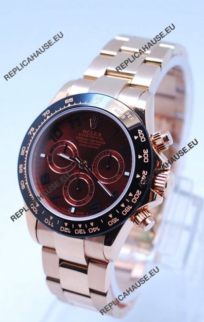 Rolex Daytona Chronograph MonoBloc Cerachrom Bezel Swiss Replica Watch in Brown Dial