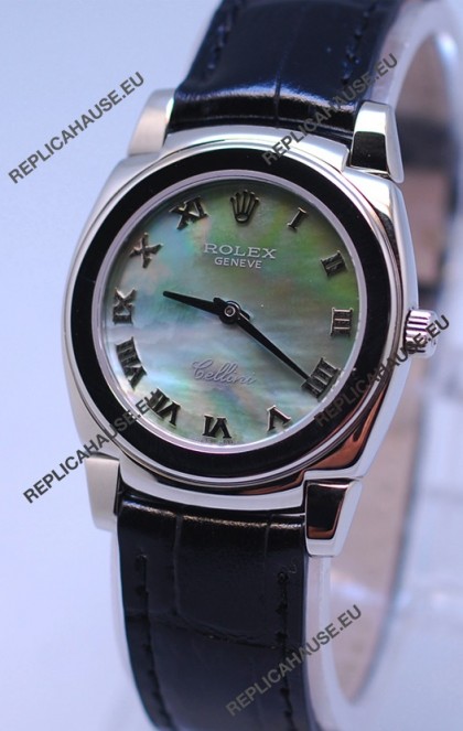 Rolex Cellini Cestello Ladies Swiss Watch in Green Pearl Face