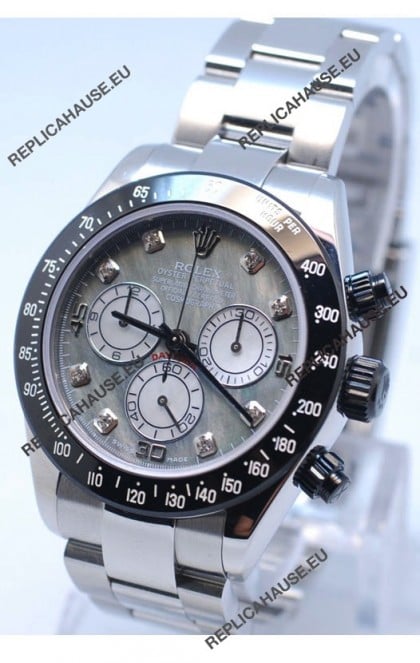 Rolex Daytona MonoBloc Cerachrom Bezel Swiss Replica Rose Gold Plated Watch in White Mother Pearl Dial