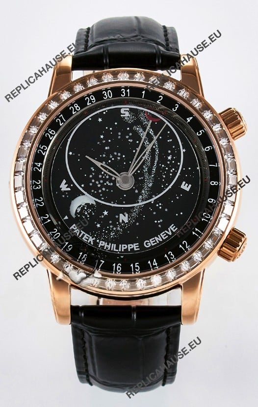 Patek Philippe 6104R Grand Complications Superclone Watch in Rose Gold - Diamonds Bezel 