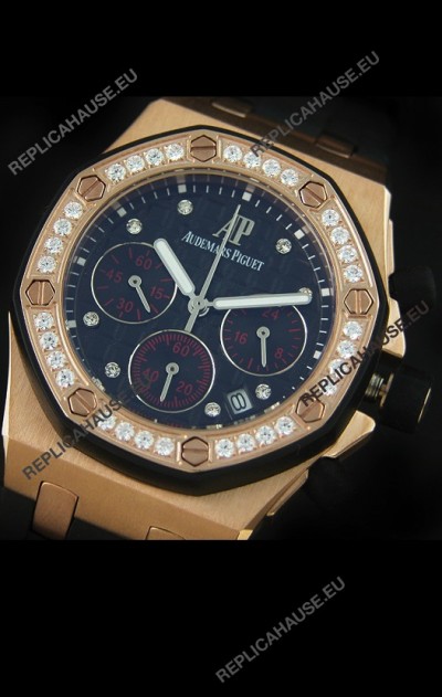 Audemars Piguet Royal Oak Offshore Lady Alinghi Swiss Watch in Black Checkered Dial