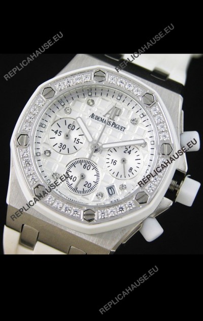 Audemars Piguet Royal Oak Offshore Lady Alinghi Swiss Watch in White Checkered Dial