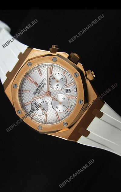 Audemars Piguet Royal Oak Chronograph Watch in Yellow Gold in Polished White Dial