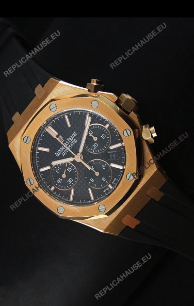 Audemars Piguet Royal Oak Chronograph Watch in Yellow Gold in Black Dial