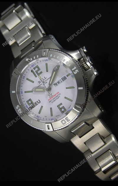 Ball Hydrocarbon Spacemaster Automatic Replica Day Date Watch in White Dial - Original Citizen Movement 