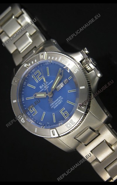 Ball Hydrocarbon Spacemaster Automatic Replica Day Date Watch in Blue Dial - Original Citizen Movement 