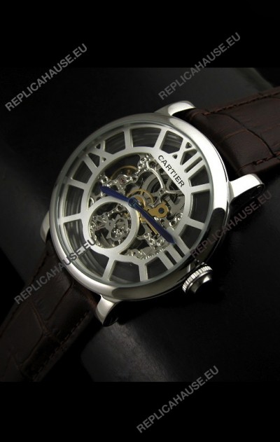 Cartier Ronde de Japanese Replica Watch in Skelton Grey Dial