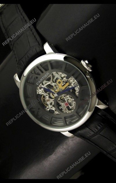 Cartier Ronde de Japanese Replica Watch in Skelton Grey Dial