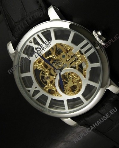 Cartier Ronde de Japanese Replica Watch in Skelton Gold Dial