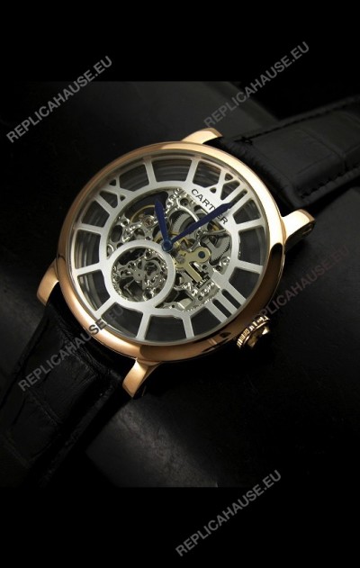 Cartier Ronde de Japanese Replica Watch in Skeleton Silver Dial