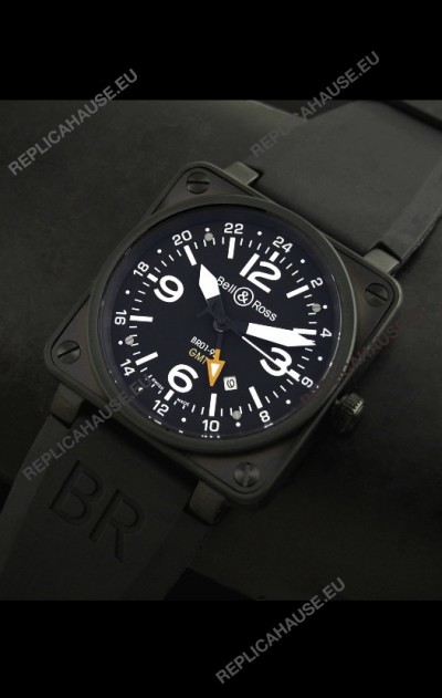 Bell and Ross BR01-93 GMT Japanese Replica Watch in PVD Case