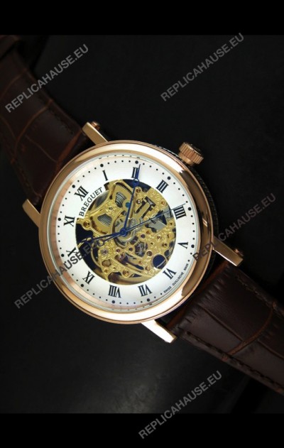 Breguet Classique Japanese Automatic Watch in Gold Skeleton Dial - Roman Hour Numerals