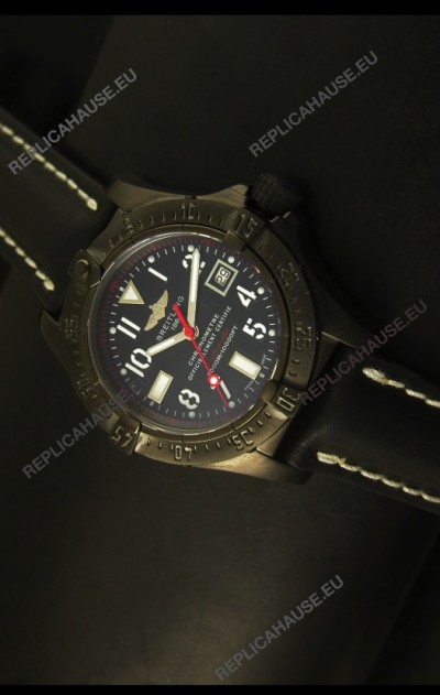 Breitling Seawolf PVD Coated Swiss Watch in Black Strap