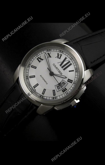 Cartier Calibre de Cartier Swiss Replica Automatic Watch in White Dial