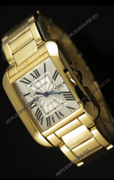 Cartier Tank Anglaise Mid Sized Swiss Watch Yellow Gold - 1:1 Mirror Replica Watch