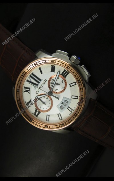 Calibre De Cartier Chronograph Japanese Replica Watch in Two Tone