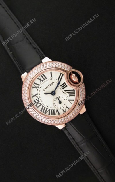 Cartier Swiss Ladies Replica Watch in Rose Gold Casing