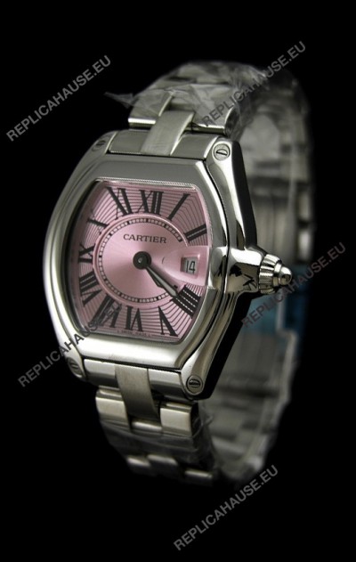 Cartier Roadster Ladies Watch - 1:1 Mirror Replica Watch in Pink Dial