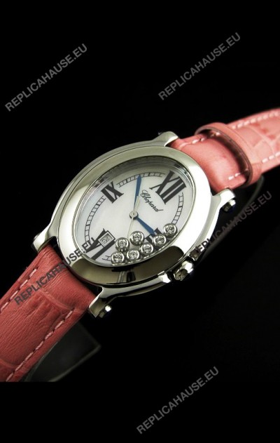 Chopard Happy Sport Swiss Replica Watch in Pink Strap