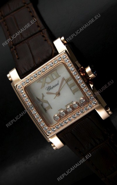 Chopard Happy Sport Swiss Replica Watch in Brown Strap