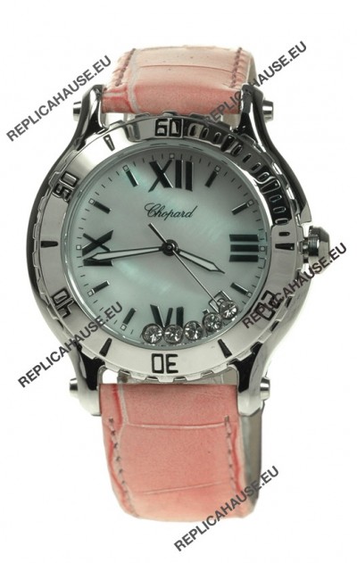 Chopard Happy Sport Diamonds Edition Replica Watch in Pink Strap