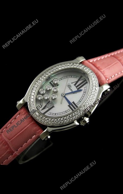 Chopard Happy Sport Swiss Replica Watch in Pink Strap