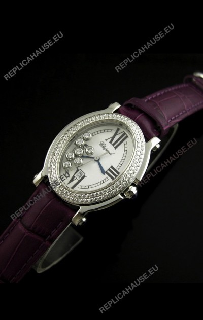 Chopard Happy Sport Swiss Replica Watch in Purple Strap