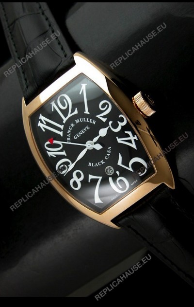 Franck Muller Geneve Casablanca Japanese Rose Gold Watch in Black Dial