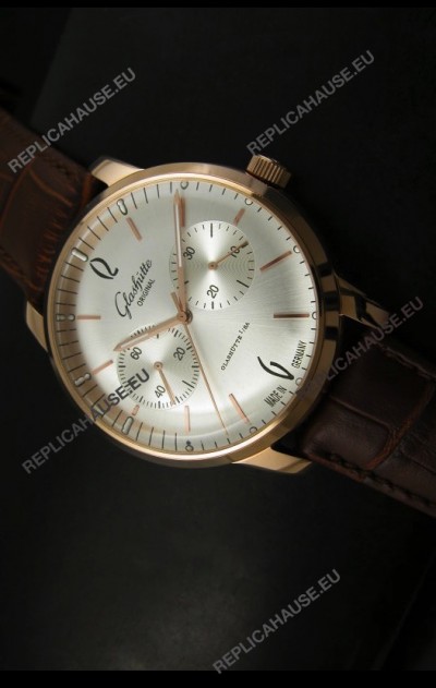 Glashuette Senator Japanese Replica Watch in 18K Pink Gold Case