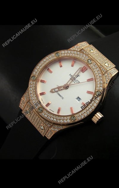Hublot Big Bang Classic Fusion Swiss Watch in Diamonds Embedded Case