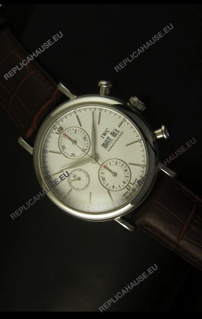 IWC Portofino Chronograph Swiss Watch in Steel Case White Dial
