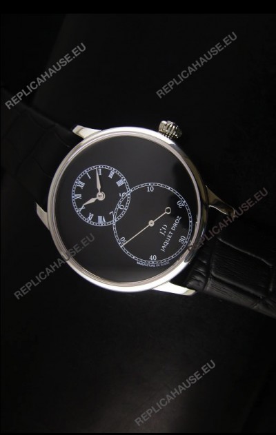 Jaquet Droz Grande Seconde Black Enamel Stainless Steel Case Watch in Black Dial