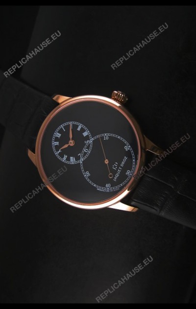 Jaquet Droz Grande Seconde Black Enamel Stainless Rose Gold Case in Black Dial