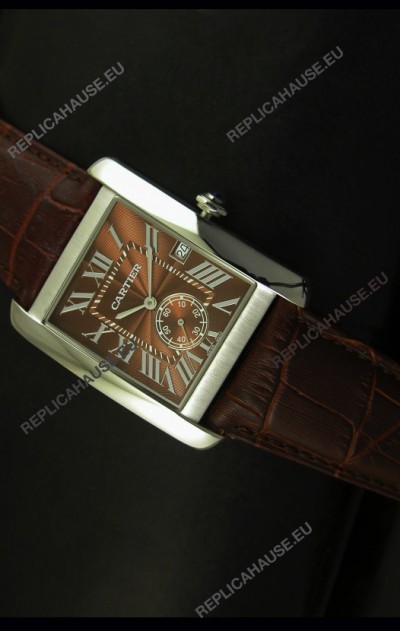 Cartier Tank Anglaise Japanese Replica Watch 34MM - Brown Dial Steel Case