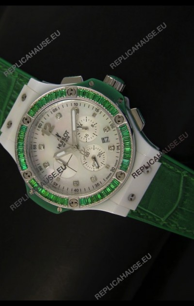 Hublot Big Bang 34MM Ladies Tutti Frutti Edition in Green Strap