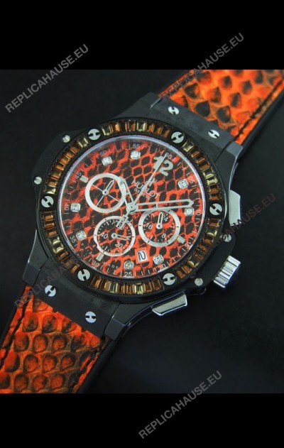 Hublot Big Bang 34MM Ladies Watch in Quartz Movement - Orange Dial/Strap
