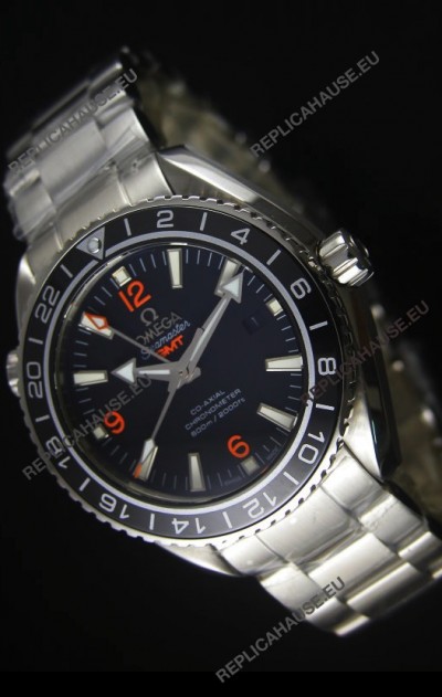 Omega Planet Ocean GMT Black Swiss Replica Watch - 1:1 Ultimate Mirror Edition