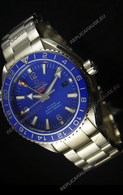 Omega Planet Ocean GMT Blue Swiss Replica Watch - 1:1 Ultimate Mirror Edition