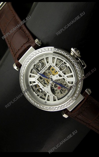 Cartier Ronde De Ladies Replica Watch in Decorated Skeleton Dial