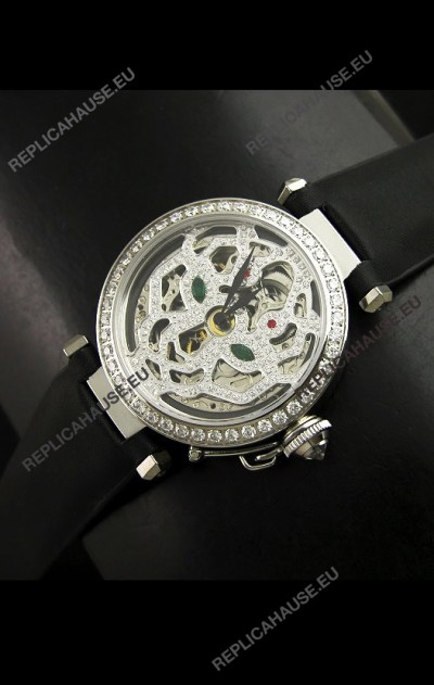 Cartier Pasha Ladies Replica Watch in Skelton Diamond Dial