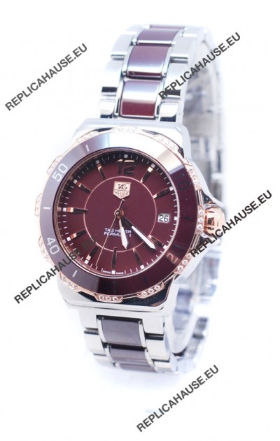 Tag Heuer Formula 1 Quartz Brown Ceramic Watch in Rose Gold Bezel