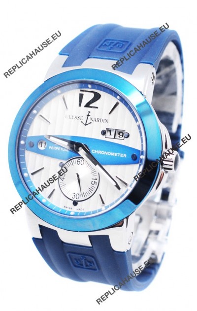 Ulysse Nardin Executive Dual Time Japanese Replica Watch in Persian Blue Bezel