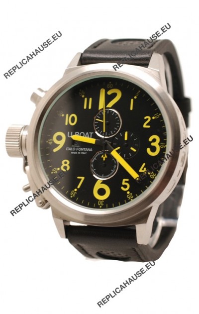 U-Boat Flightdeck Japanese Replica Watch in Black Dial