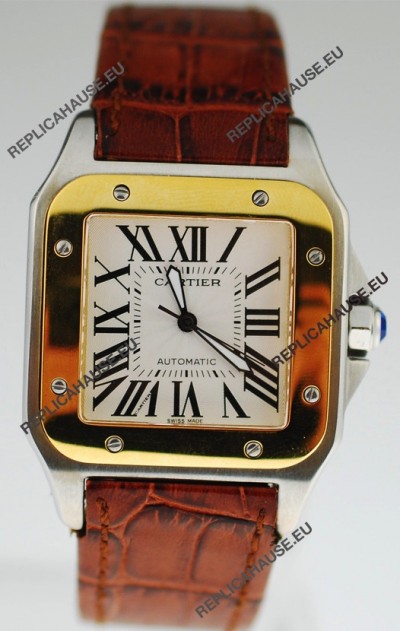 Cartier Santos 100 Swiss Replica Two Tone Watch