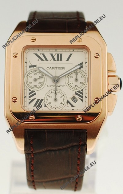 Cartier Santos 100 Swiss Replica Gold Watch