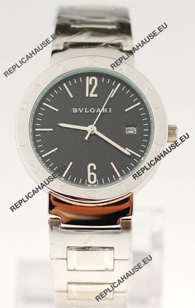 Bvlgari Quartz Japanese Steel Watch in Black Dial