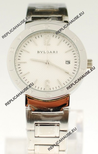 Bvlgari Quartz Japanese Steel Watch in White Dial