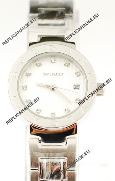 Bvlgari Quartz Japanese Steel Watch in White Dial