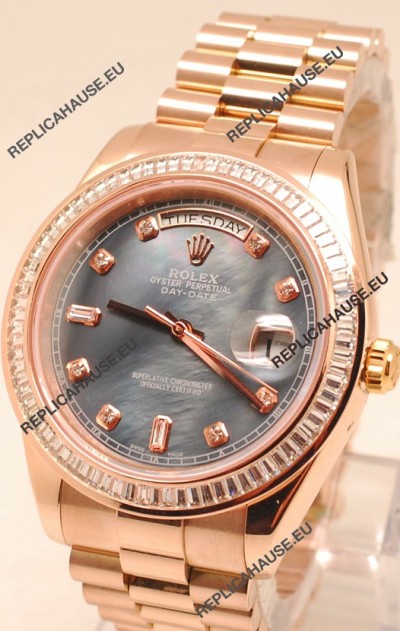 Rolex Day Date II Rose Gold Japanese Watch in Pearl Dial 