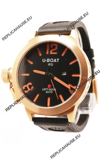 U-Boat Classico Japanese Gold Watch in Black Dial